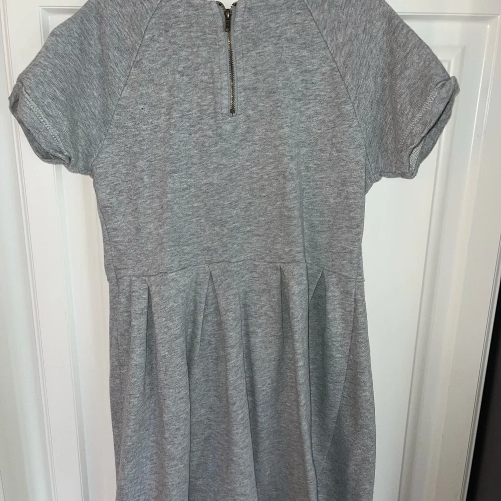 Cherokee Girls Gray Dress Sz L 10/12 Aqua Beads Pleated Zipper Backside‎